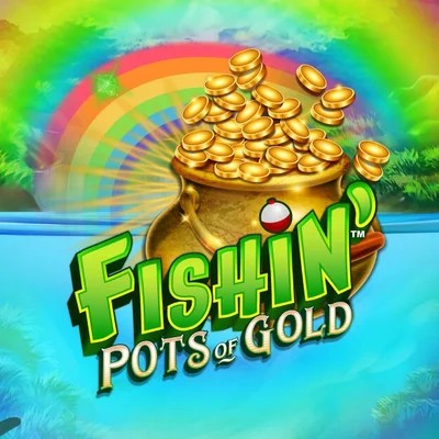 Fishin Pots Of Gold slot logo by Gameburger Studios at HappySlots Casino